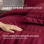 8-Piece Dobby Stripe Comforter Set - Includes 4-Piece Sheet Set with Double Sided Storage Pockets