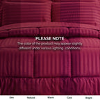 8-Piece Dobby Stripe Comforter Set - Includes 4-Piece Sheet Set with Double Sided Storage Pockets