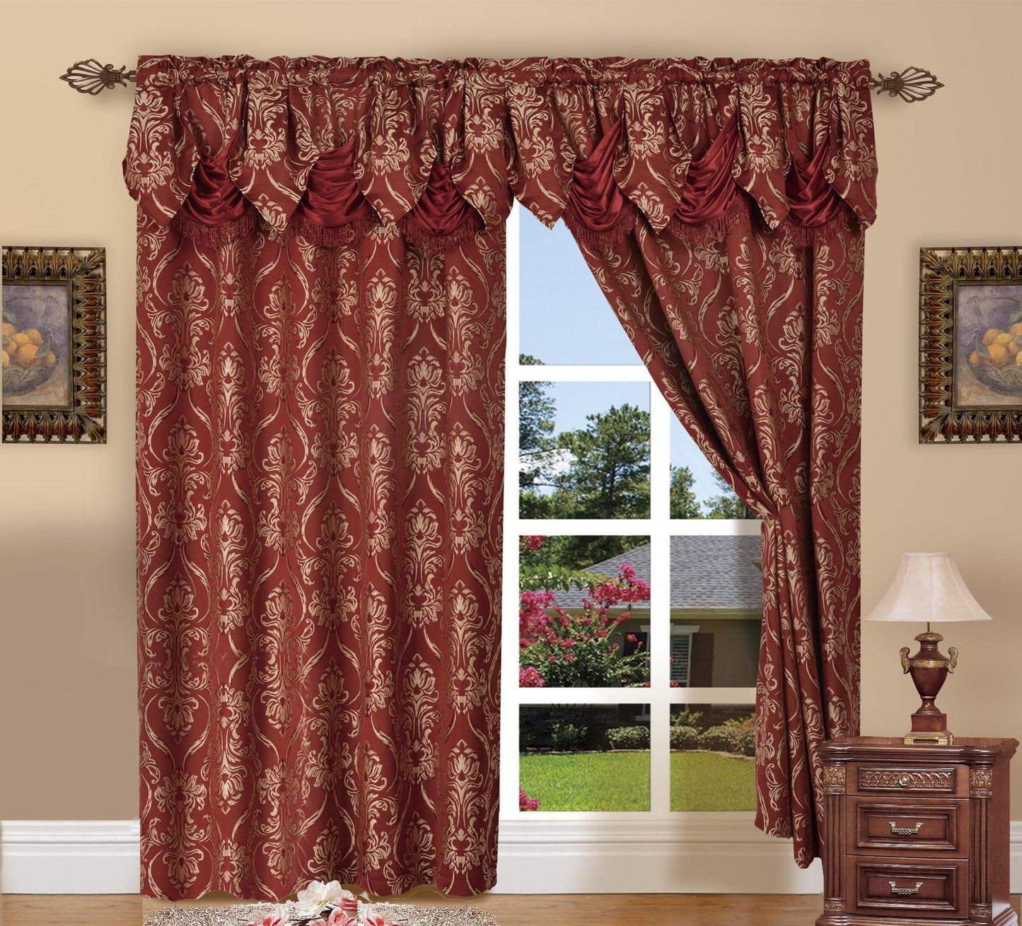 Elegant Comfort Set of 2 Penelope Jacquard Look Curtain Panels - 54" W x 84" L