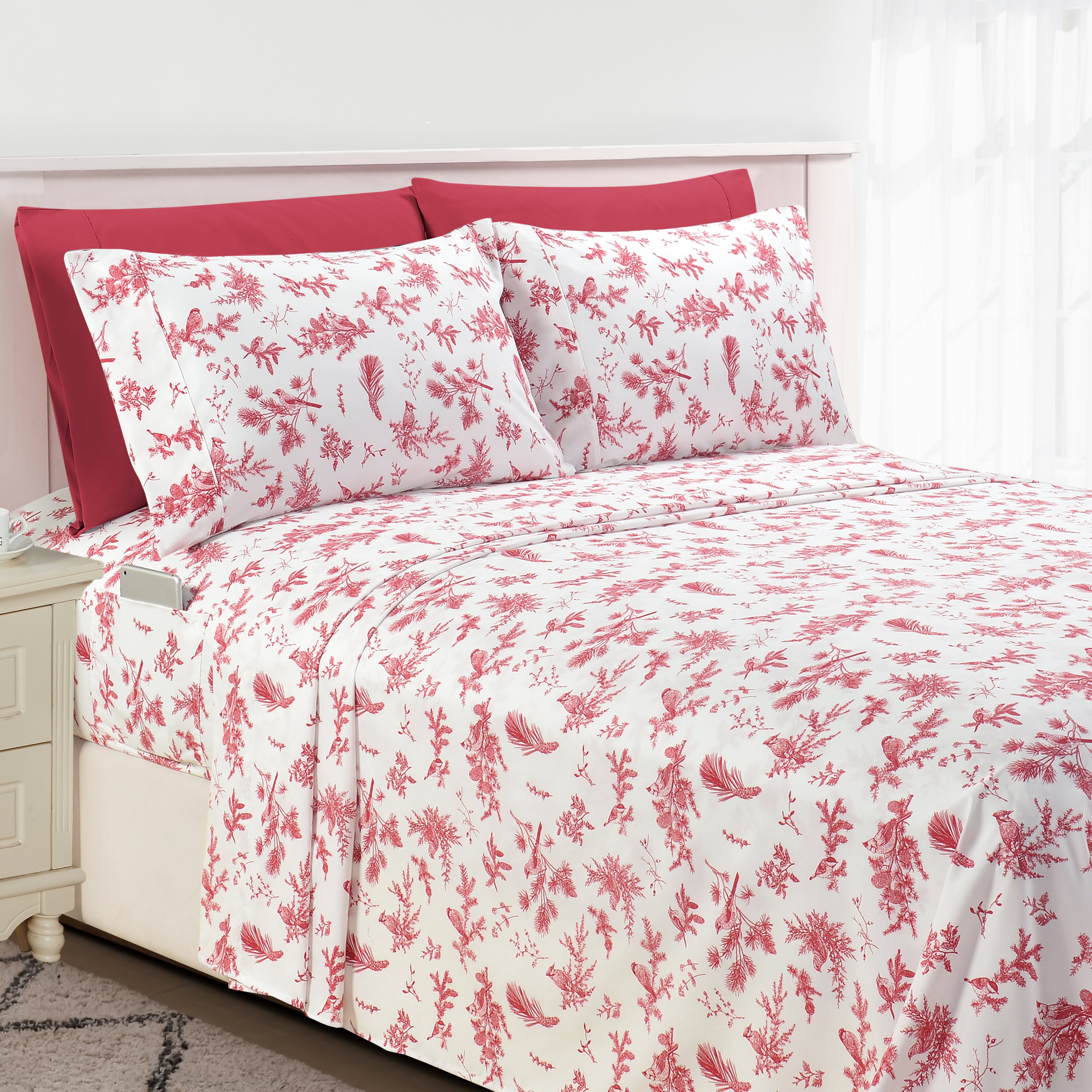 6-Piece Floral and Stripe Pattern Sheet Set - Soft as a Hotel Premium Quality Bedding