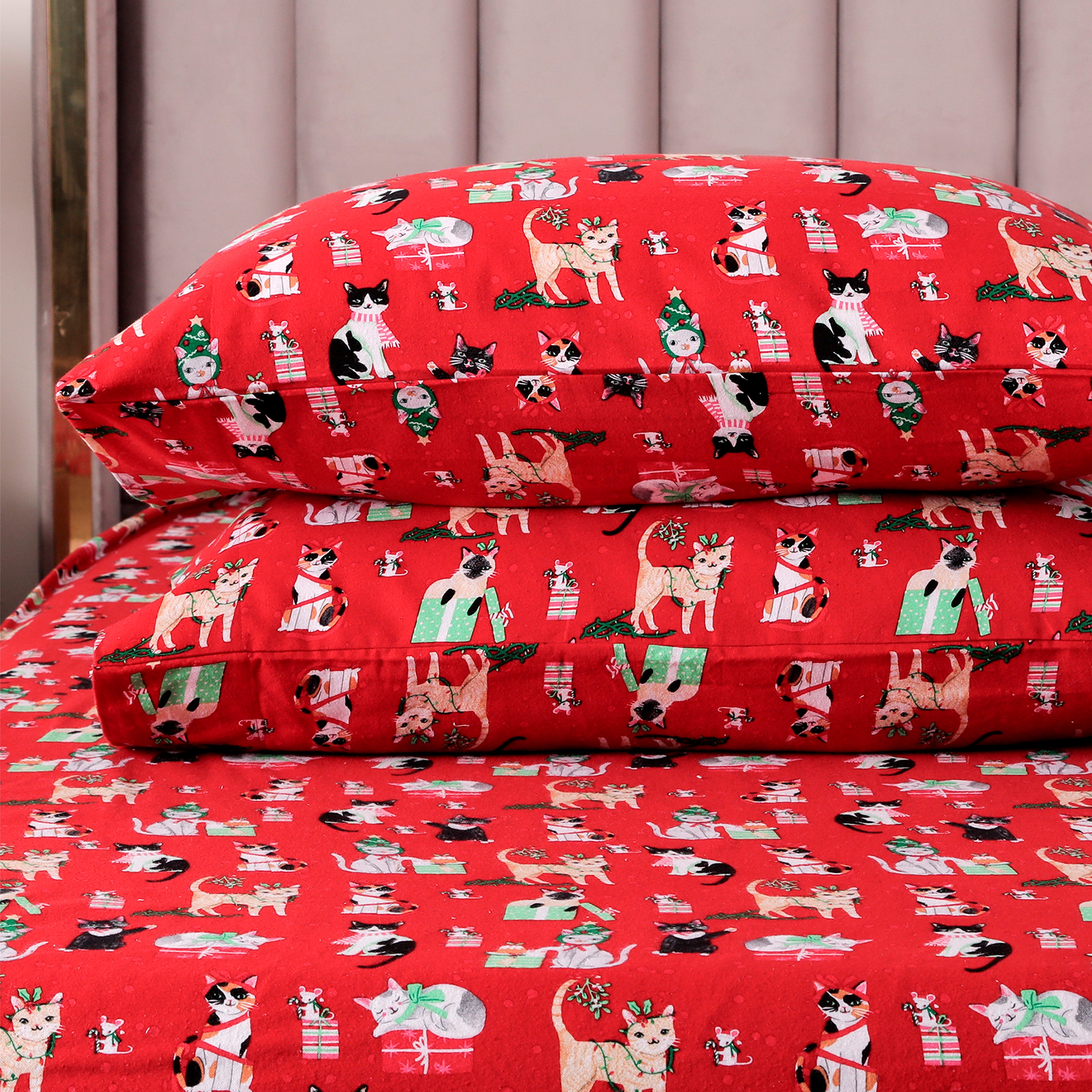 4-Piece Holiday Cotton Flannel Sheet Set - 100% Turkish Cotton