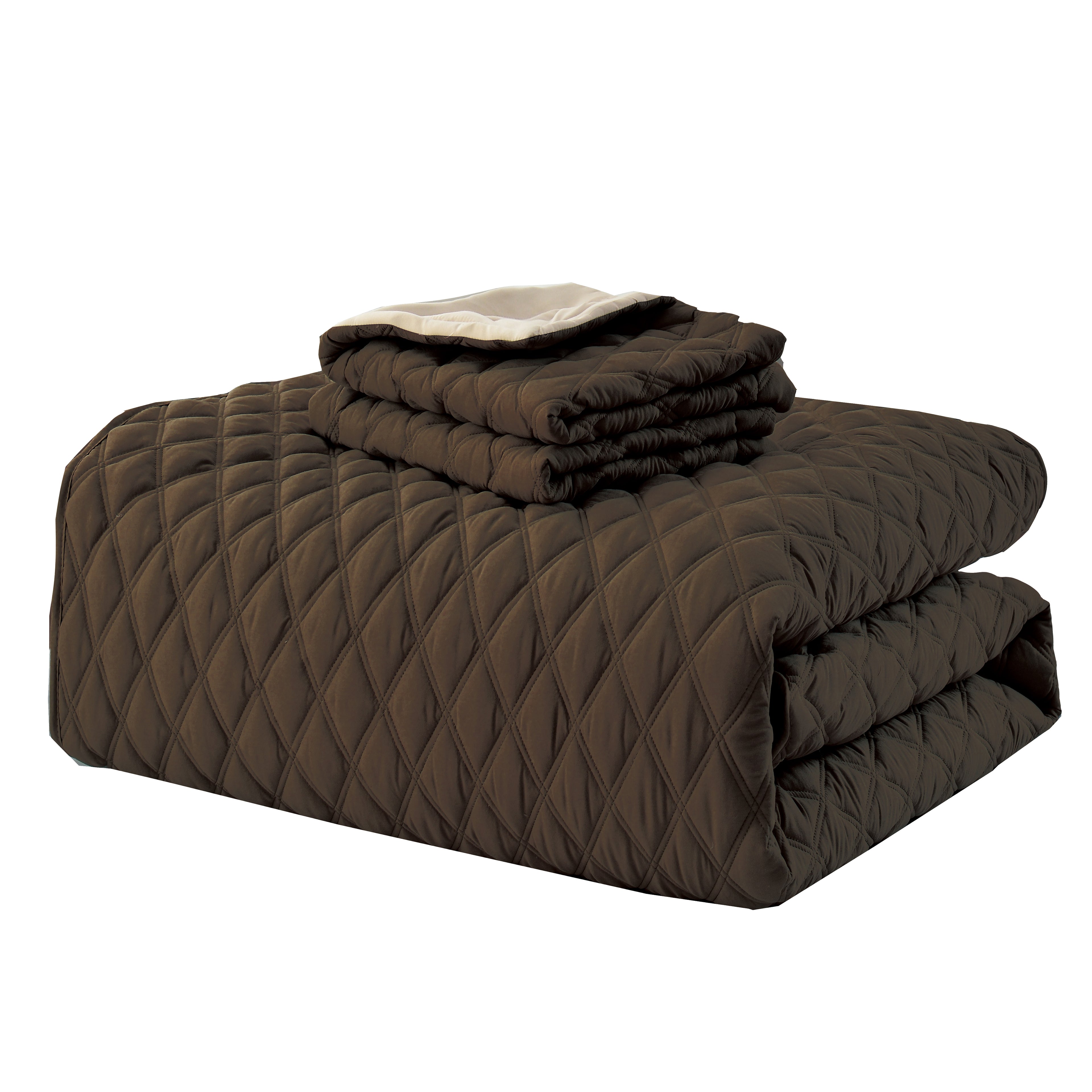 3-Piece Diamond Quilted Reversible Bedspread Coverlet Set