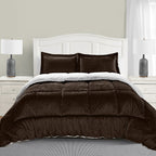 3-Piece Micro-Suede Reversible Sherpa - Solid Color Design Comforter Set