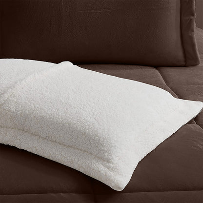 Elegant Comfort 3-Piece Micro-Suede Reversible Sherpa - Solid Color Design Comforter Set