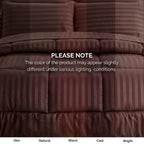 8-Piece Dobby Stripe Comforter Set - Includes 4-Piece Sheet Set with Double Sided Storage Pockets