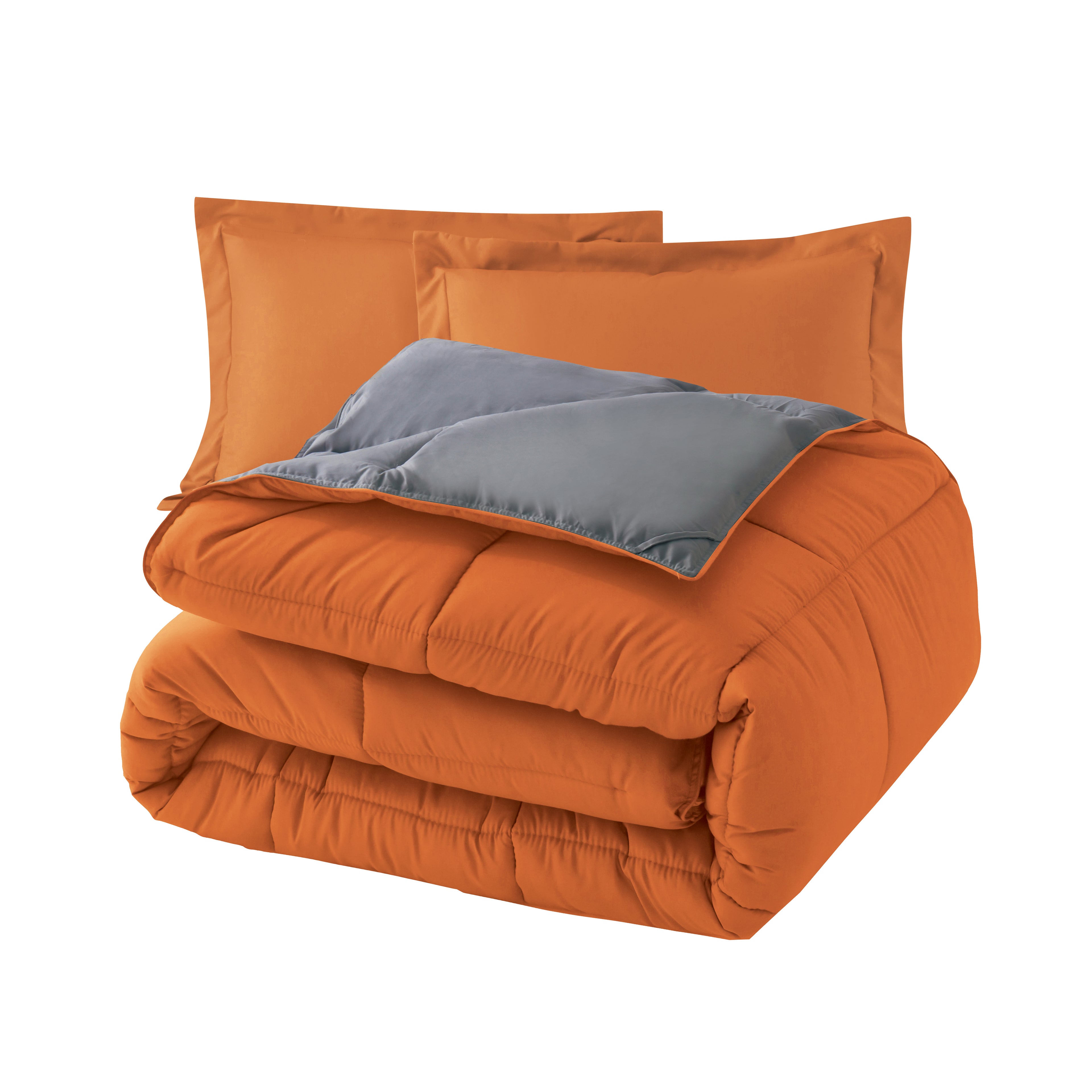 Reversible 3-Piece Box Stitched Comforter & Shams - Duvet Insert with 4 Corner Tabs