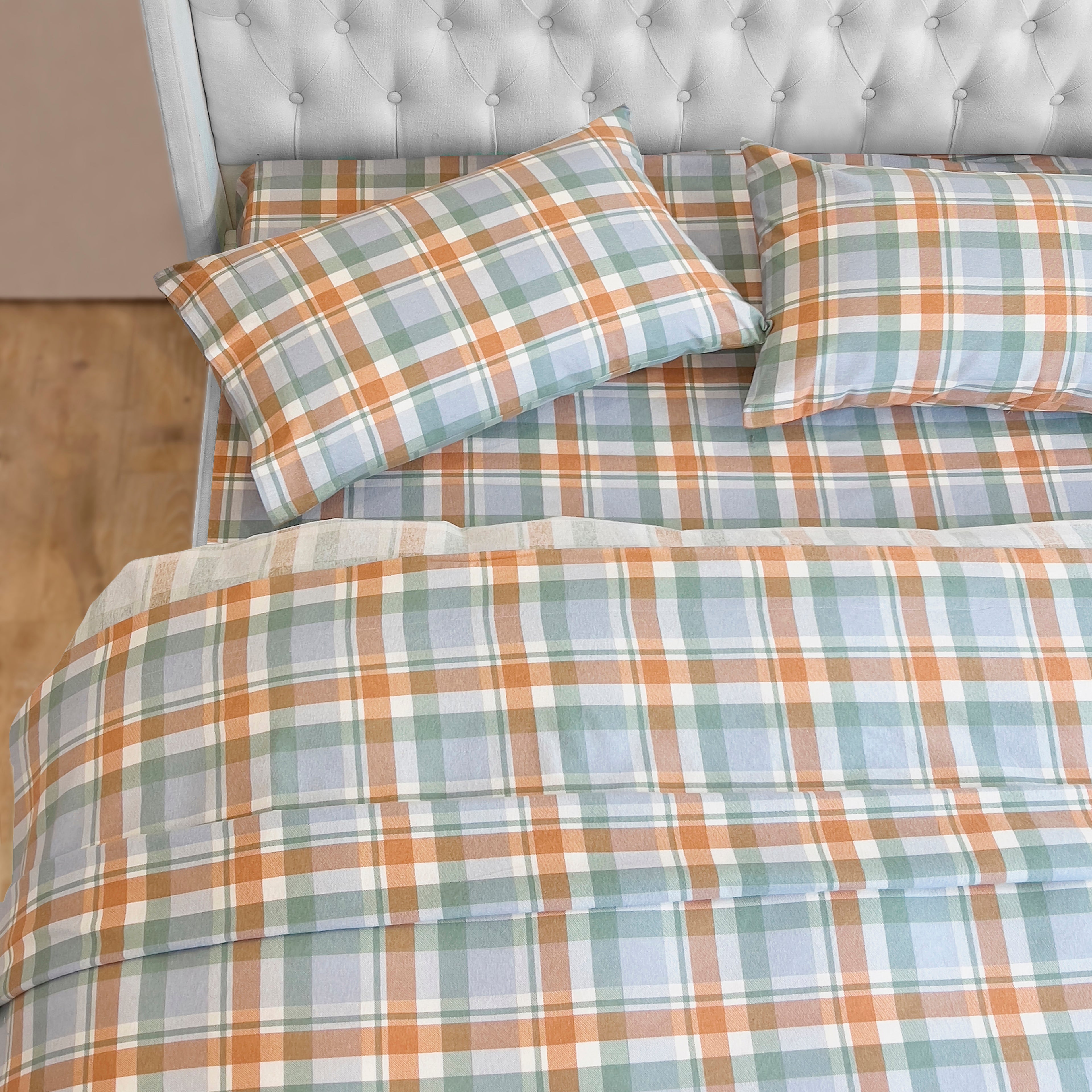 Flannel Plaid - 100% Turkish Cotton Flannel, 4-Piece Flannel Sheet Set