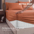 Extra deep 18-24 Inch Pocket 3 Line Embroidery, 6-Piece Sheet Set, Moody Shades