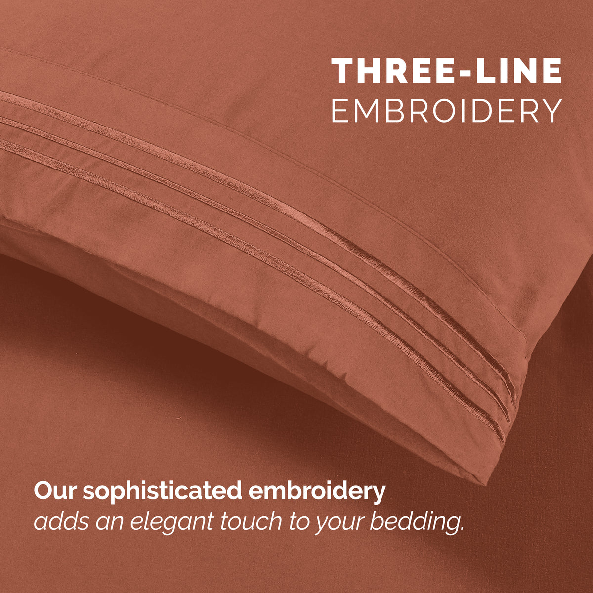 Extra deep 18-24 Inch Pocket 3 Line Embroidery, 6-Piece Sheet Set, Moody Shades