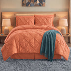 8-Piece Pintuck Pinch Pleated Comforter Set - Includes 4-Piece Sheet Set with Double Sided Storage Pockets