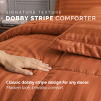 8-Piece Dobby Stripe Comforter Set - Includes 4-Piece Sheet Set with Double Sided Storage Pockets
