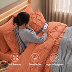 8-Piece Pintuck Pinch Pleated Comforter Set - Includes 4-Piece Sheet Set with Double Sided Storage Pockets