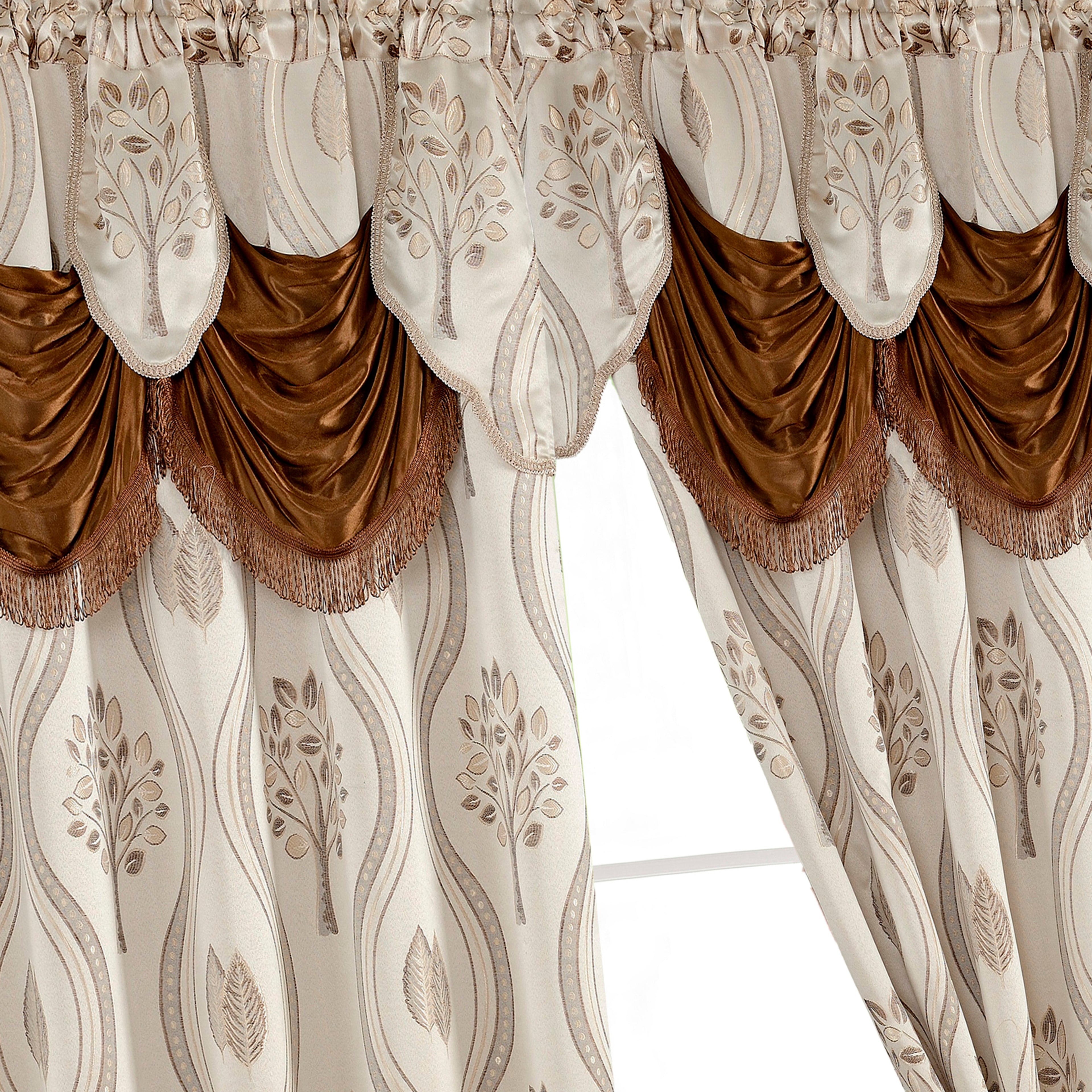 Set of 2 Aurora Curtain Panels- Attached Valance - Rod Pocket- 54" W x 84" L