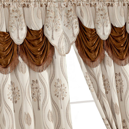 Elegant Comfort Set of 2 Aurora Curtain Panels- Attached Valance - Rod Pocket- 54" W x 84" L