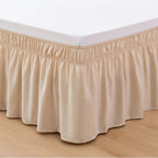 1-Piece Ruffle Bed Skirt - Around Style Elastic Bed Wrap - 16 inch Drop