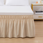 1-Piece Ruffle Bed Skirt - Around Style Elastic Bed Wrap - 16 inch Drop