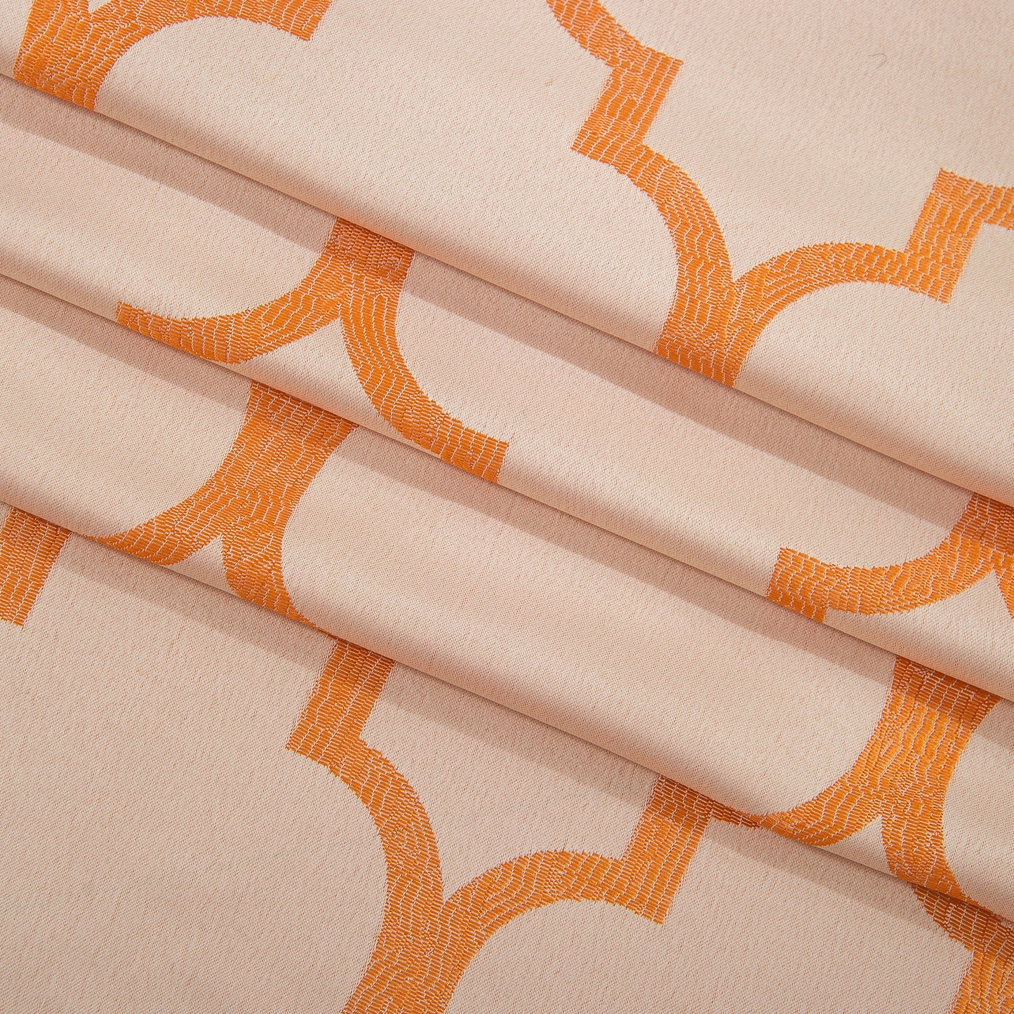 Elegant Comfort 2-Piece Quatrefoil - Moroccan Trellis Jacquard Look Curtain Panels- Attached Valance - 54" W x 84" L, Set of 2