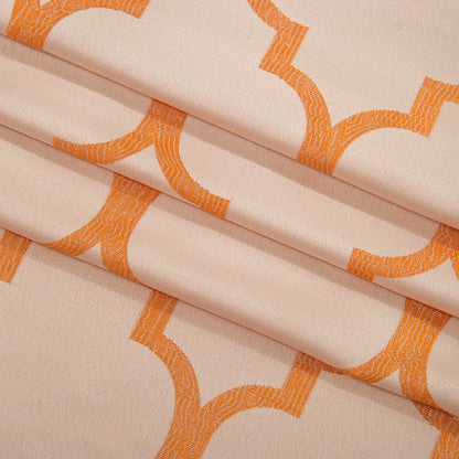 Elegant Comfort 2-Piece Quatrefoil - Moroccan Trellis Jacquard Look Curtain Panels- Attached Valance - 54" W x 84" L, Set of 2