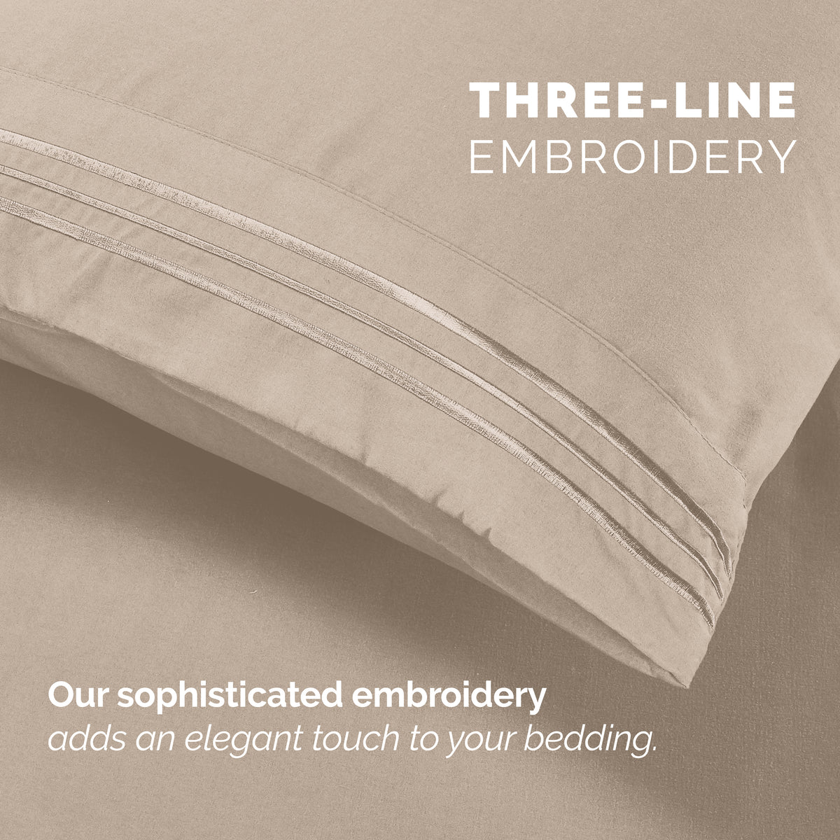 Extra deep Pocket 3 Line Embroidery, 6-Piece Sheet Set
