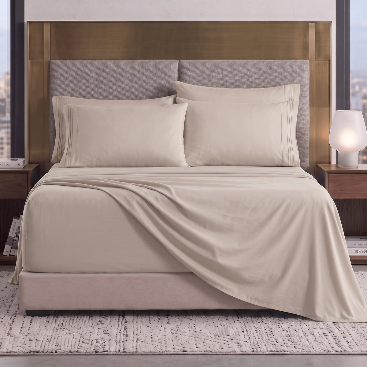 Extra deep Pocket 3 Line Embroidery, 6-Piece Sheet Set