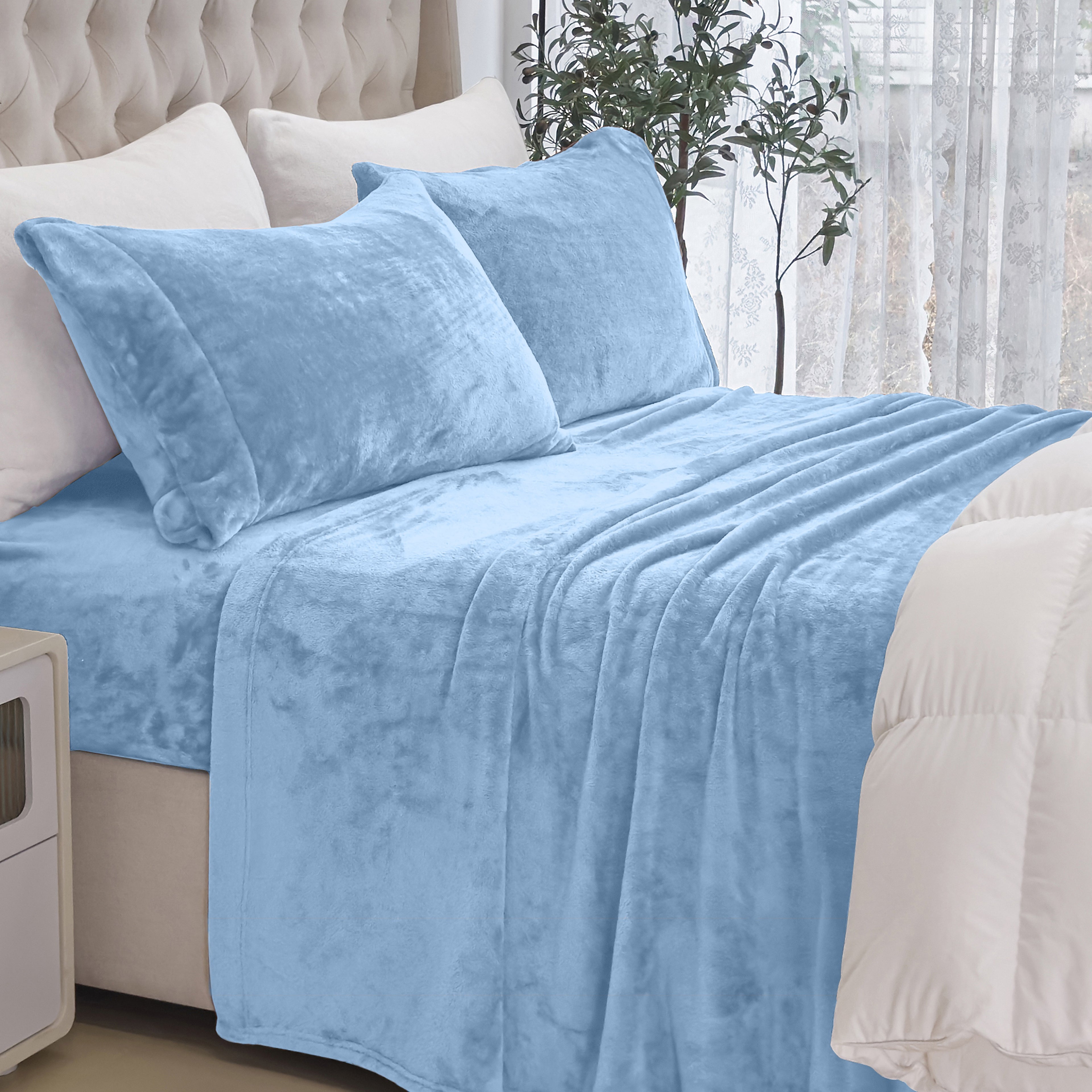 4-Piece Velvet Plush Flannel Sheet Set