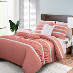 12-Piece Isabella Pleated Ruched Ruffled Comforter Set, Includes 6-Piece Sheet Set with Double Sided Storage Pockets