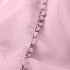 Set of 2 Pom Pom Tasseled Sheer Curtain - Rod Pocket