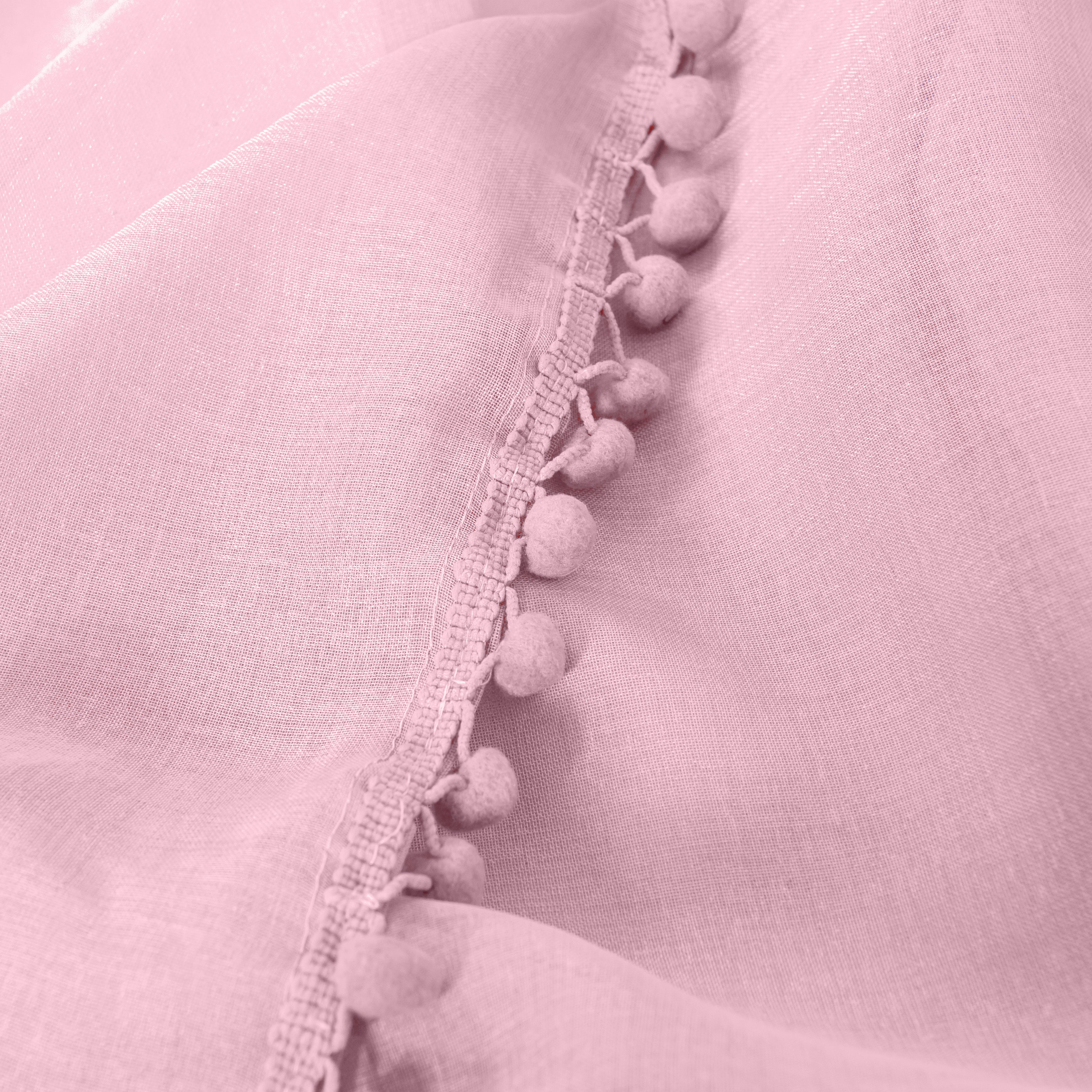 Set of 2 Pom Pom Tasseled Sheer Curtain - Rod Pocket