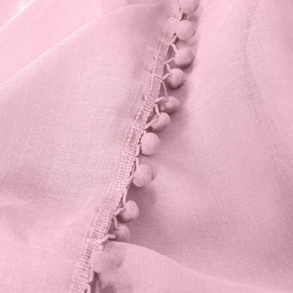 Elegant Comfort Set of 2 Pom Pom Tasseled Sheer Curtain - Rod Pocket