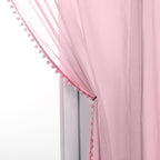Set of 2 Pom Pom Tasseled Sheer Curtain - Rod Pocket