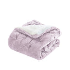 3-Piece Pinch Pleated Micro-Suede Reversible Sherpa - Comforter Set