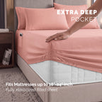 Extra deep Pocket 3 Line Embroidery, 6-Piece Sheet Set