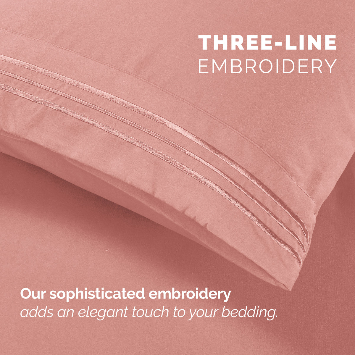 Extra deep Pocket 3 Line Embroidery, 6-Piece Sheet Set
