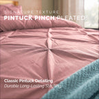 8-Piece Pintuck Pinch Pleated Comforter Set - Includes 4-Piece Sheet Set with Double Sided Storage Pockets