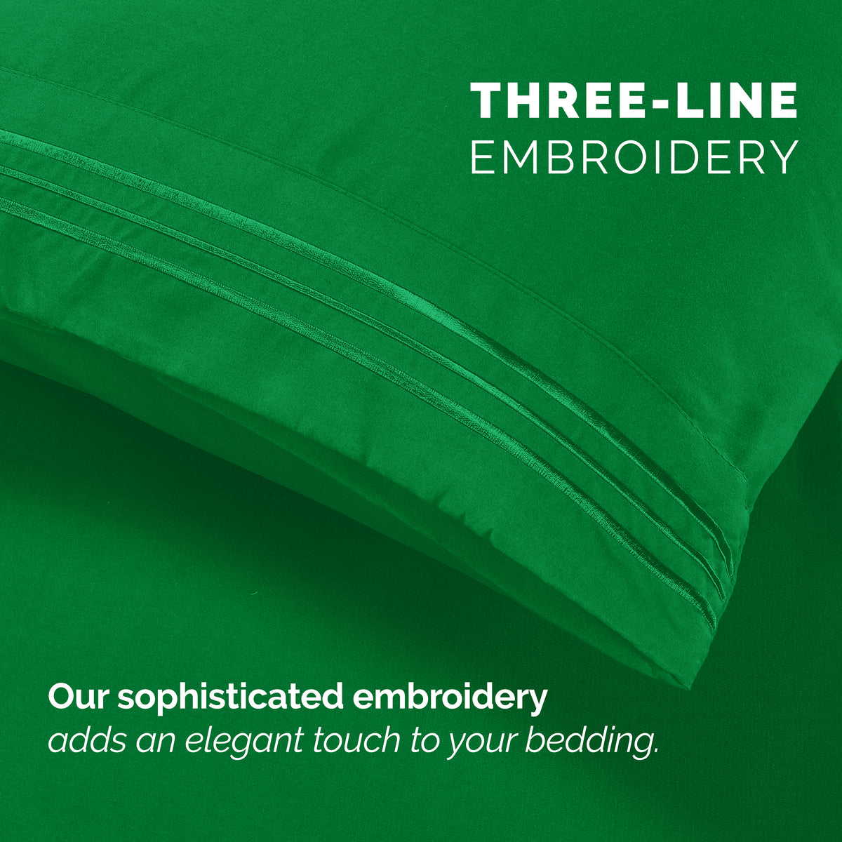 Extra deep Pocket 3 Line Embroidery, 6-Piece Sheet Set