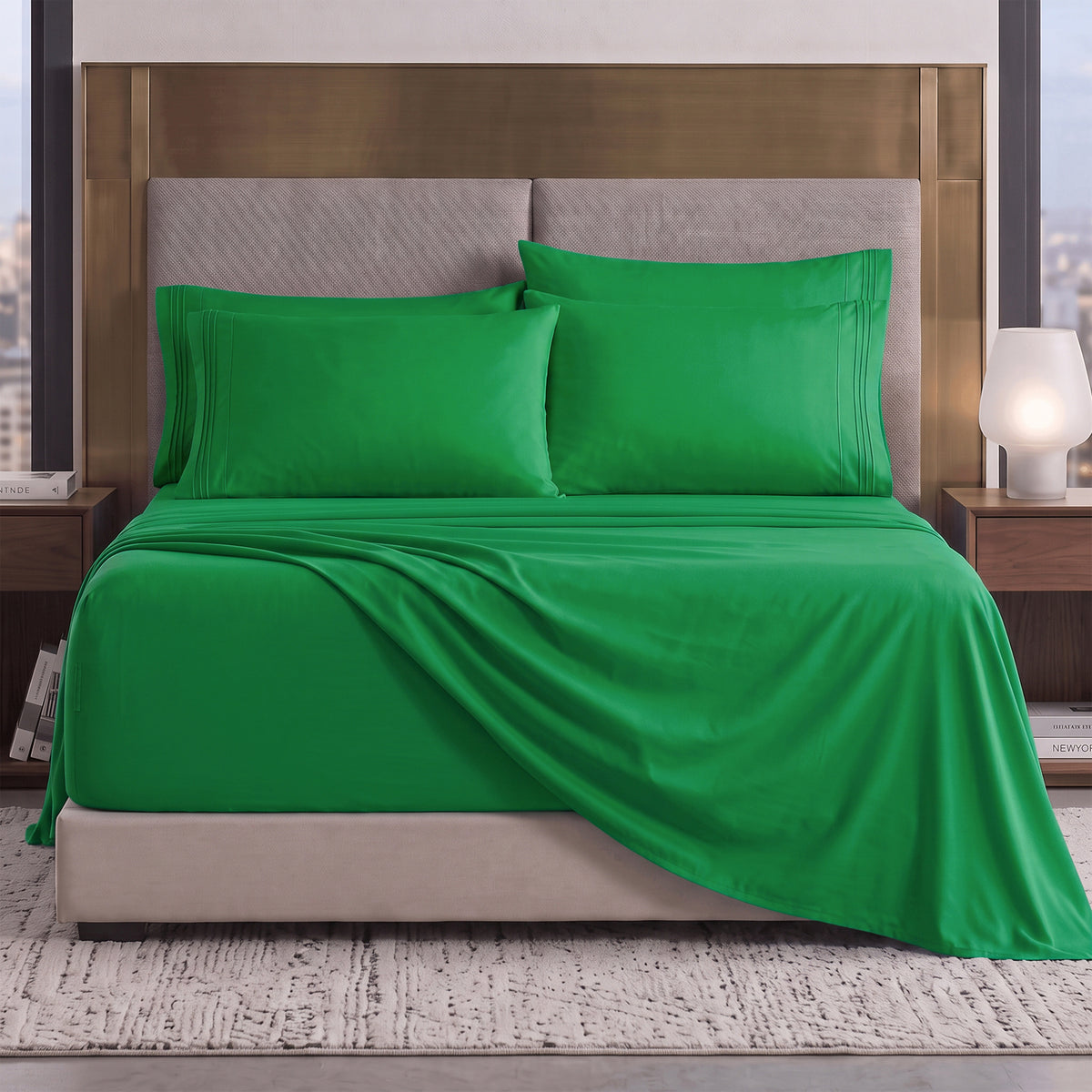 Extra deep Pocket 3 Line Embroidery, 6-Piece Sheet Set