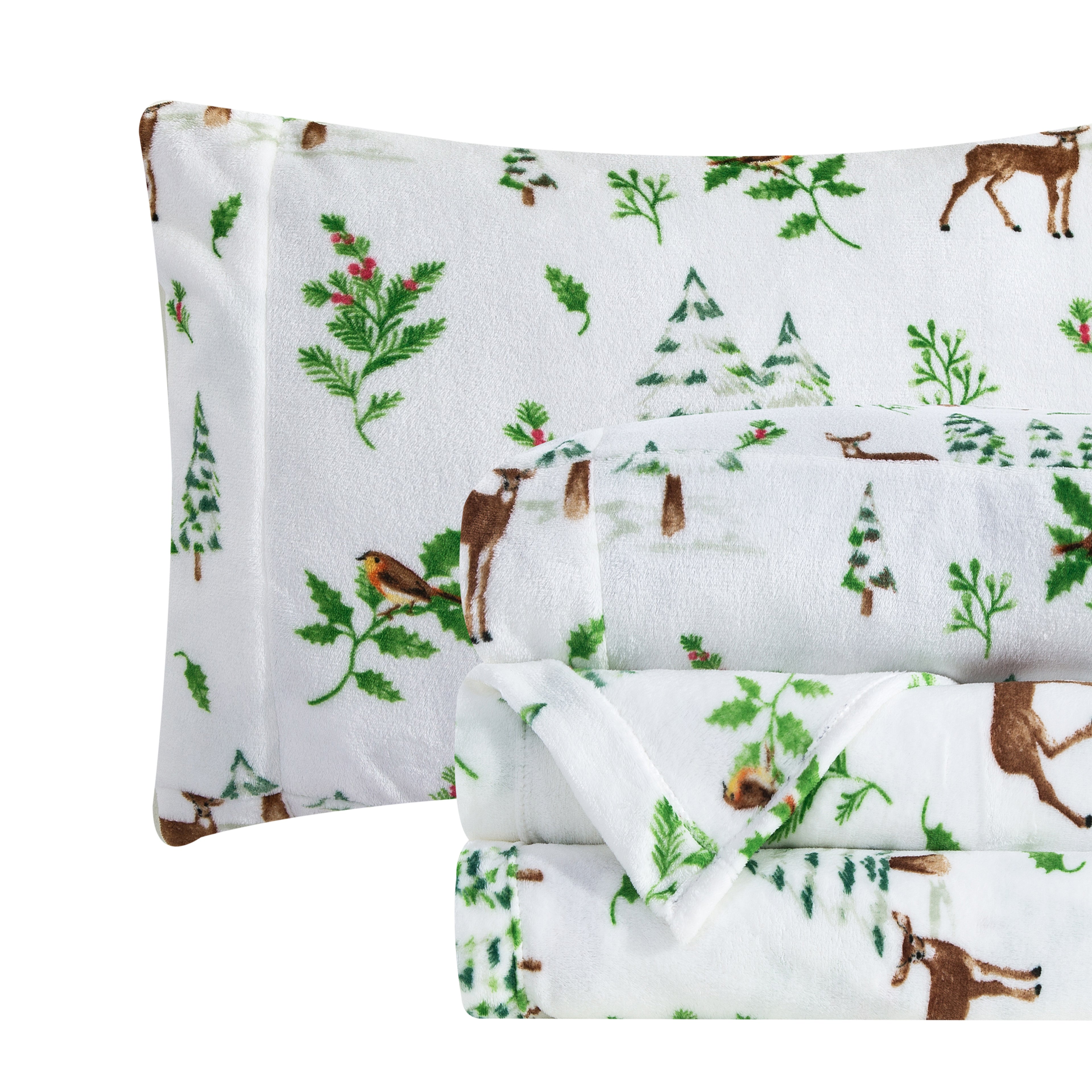 4-Piece Holiday Christmas Velvet Plush Flannel Sheet Set