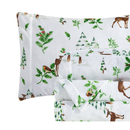 Elegant Comfort 4-Piece Holiday Christmas Velvet Plush Flannel Sheet Set