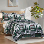 3-Piece Patch Plaid Quilted Reversible Bedspread Coverlet Set