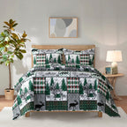 3-Piece Patch Plaid Quilted Reversible Bedspread Coverlet Set