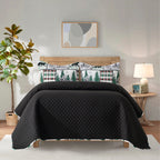 3-Piece Patch Plaid Quilted Reversible Bedspread Coverlet Set