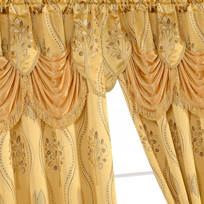 Elegant Comfort Set of 2 Aurora Curtain Panels- Attached Valance - Rod Pocket- 54" W x 84" L