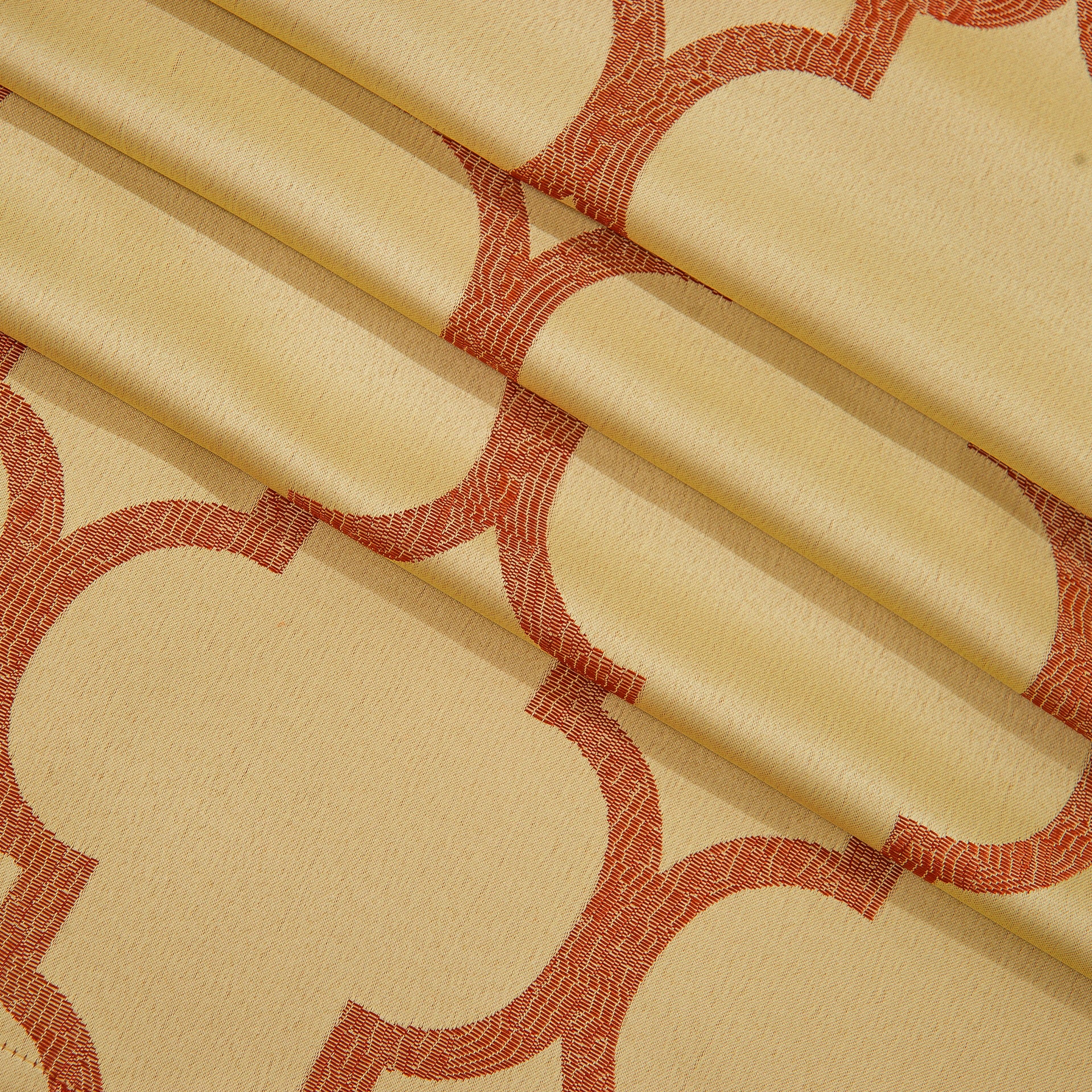 2-Piece Quatrefoil - Moroccan Trellis Jacquard Look Curtain Panels- Attached Valance - 54" W x 84" L, Set of 2