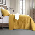 3-Piece Velvet Corduroy Stripe Quilted Bedspread Coverlet Set