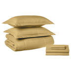 8-Piece Dobby Stripe Comforter Set - Includes 4-Piece Sheet Set with Double Sided Storage Pockets