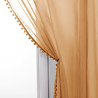 Set of 2 Pom Pom Tasseled Sheer Curtain - Rod Pocket