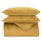 3-Piece Velvet Corduroy Stripe Quilted Bedspread Coverlet Set