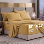 Extra deep Pocket 3 Line Embroidery, 6-Piece Sheet Set