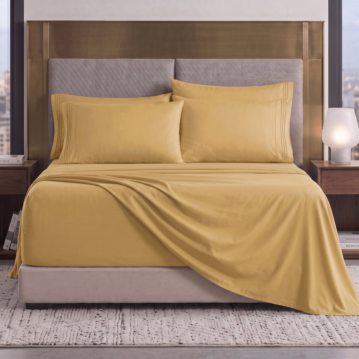 Extra deep Pocket 3 Line Embroidery, 6-Piece Sheet Set