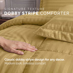 8-Piece Dobby Stripe Comforter Set - Includes 4-Piece Sheet Set with Double Sided Storage Pockets